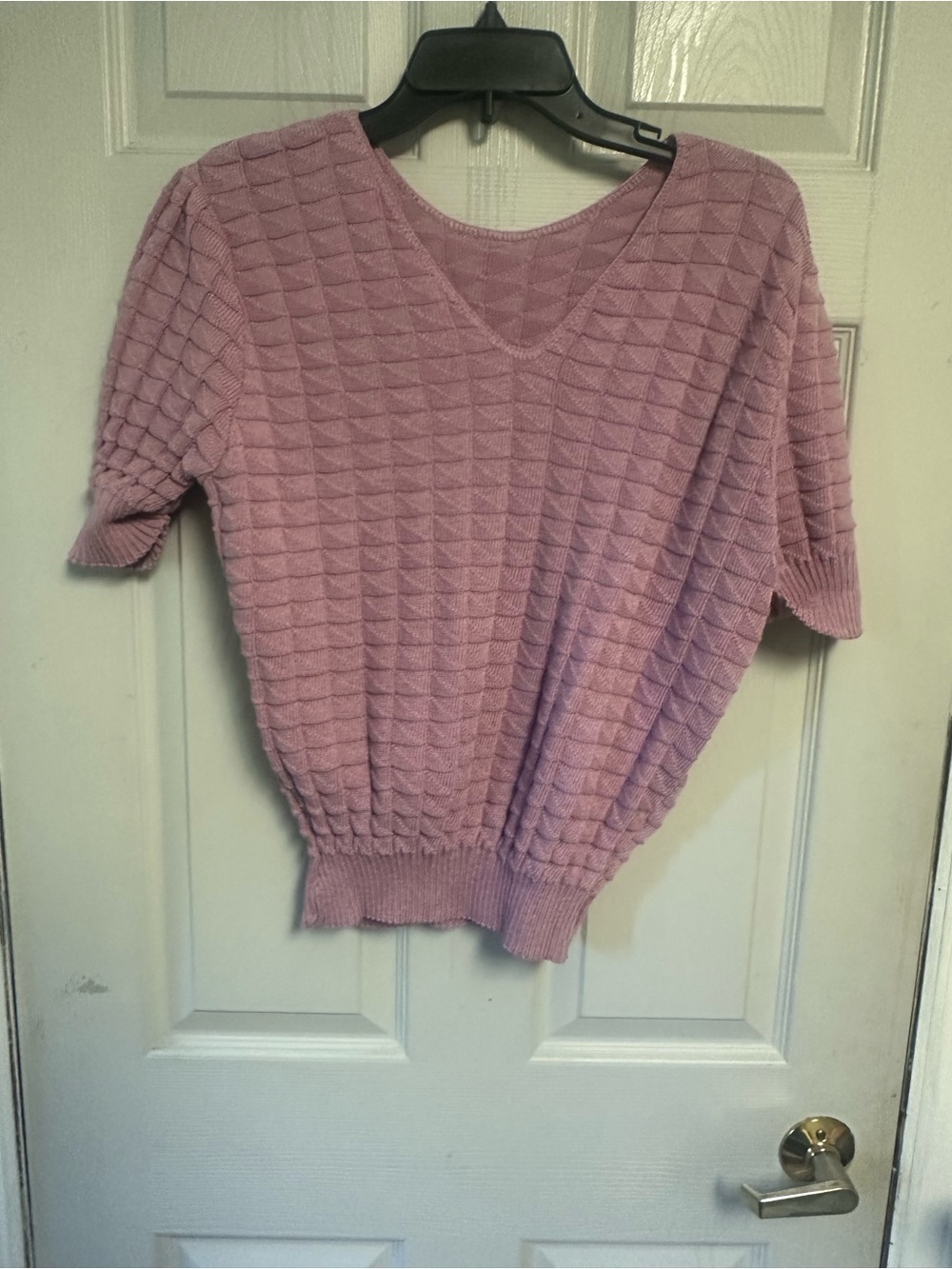 Kids Pink Short-Sleeve Textured Sweater Top